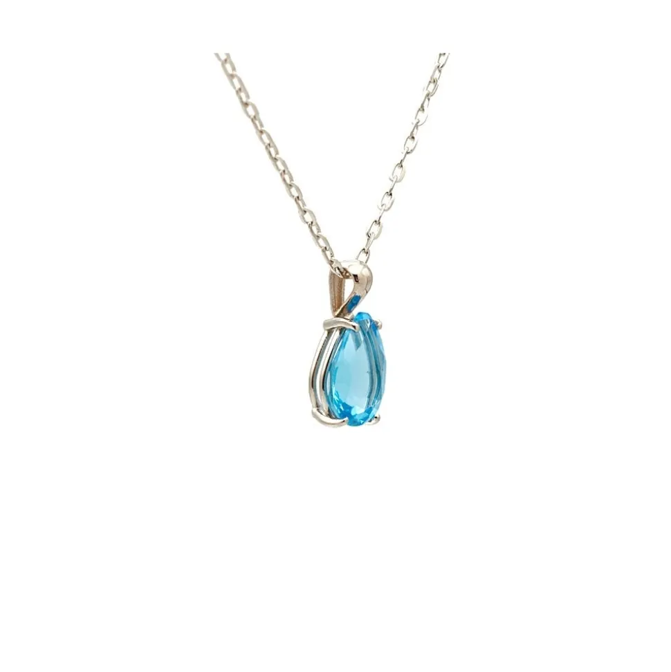 Colgante con cadena de oro blanco y topacio - 0981