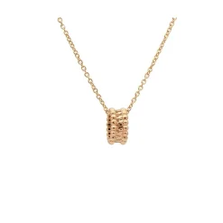 Colgante doble círculo de bolitas en oro rosa con cadena - 0985