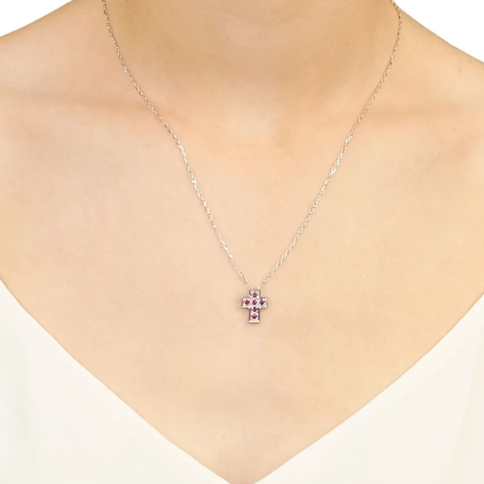 Colgante en forma de cruz con rubíes - 1138