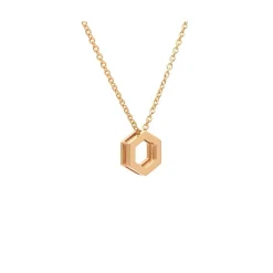 Colgante hexagonal en oro rosa con cadena - 0983