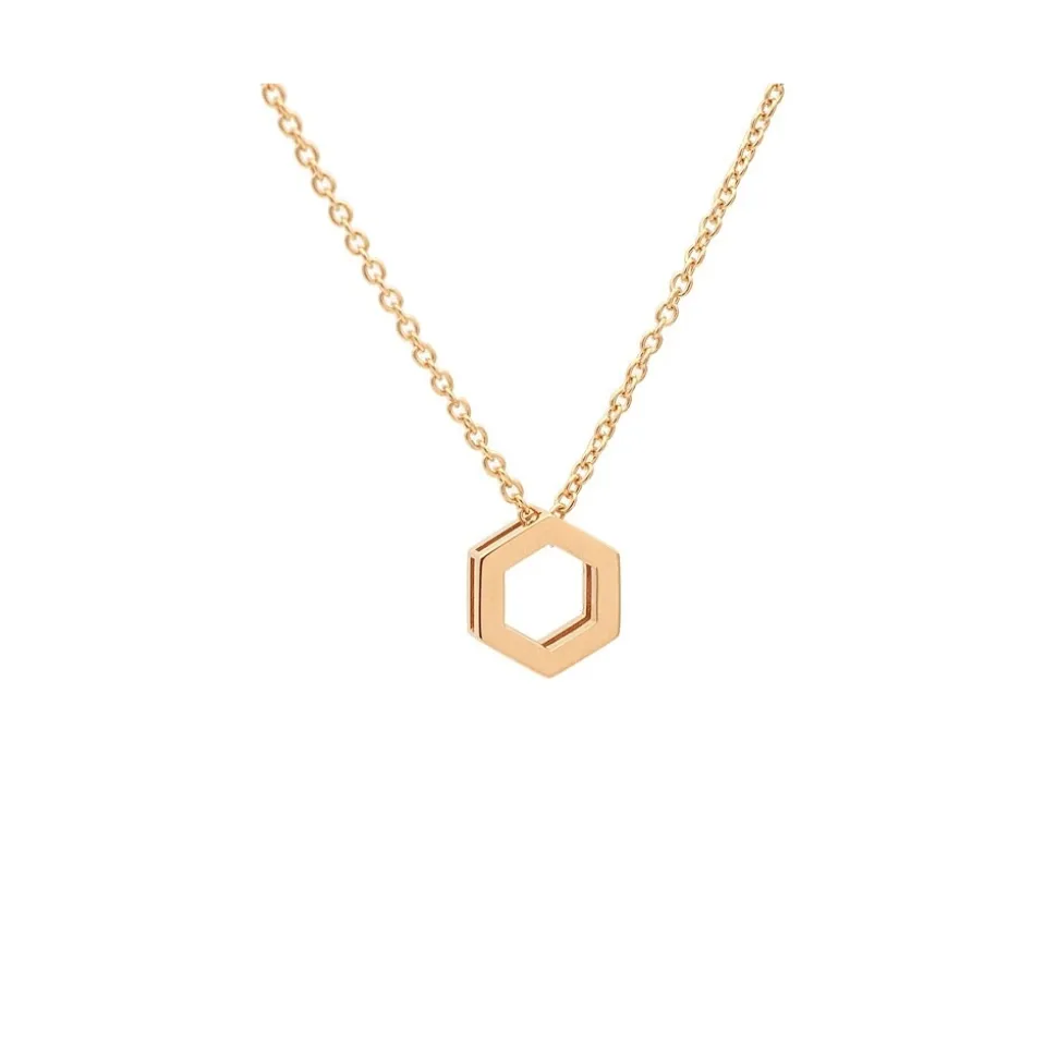 Colgante hexagonal en oro rosa con cadena - 0983