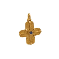 Cruz Oro Amarillo con Zafiro