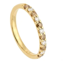 Media alianza con diamantes blancos y brown- 1121