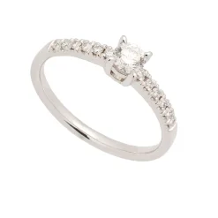 Media alianza de oro blanco y diamantes - 1009