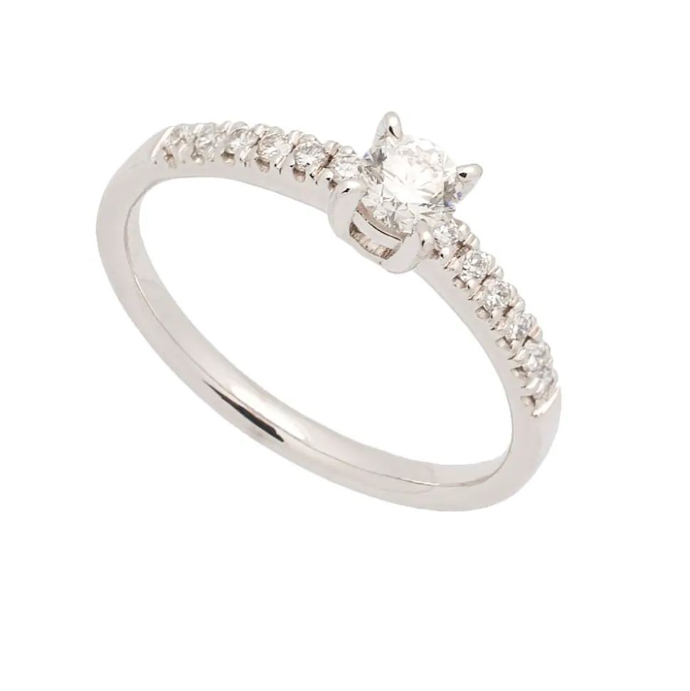 Media alianza de oro blanco y diamantes - 1009