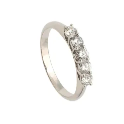 Media alianza en oro blanco con cinco diamantes en garras