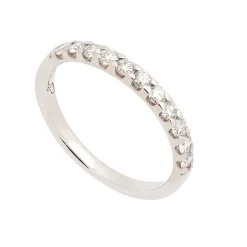 Media alianza fina de oro blanco y diamantes - 1090