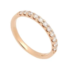 Media alianza fina de oro rosa y diamantes - 1090