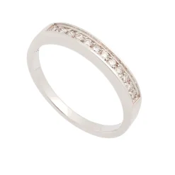 Media alianza fina de oro blanco y diamantes - 1114