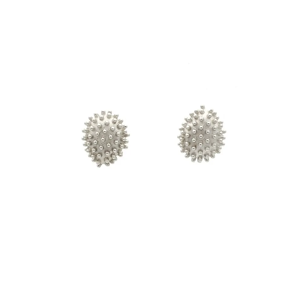 Pendientes Cactus en forma de gota de oro blanco - 0977