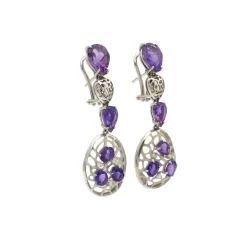 Pendientes calados con diamantes y amatistas
