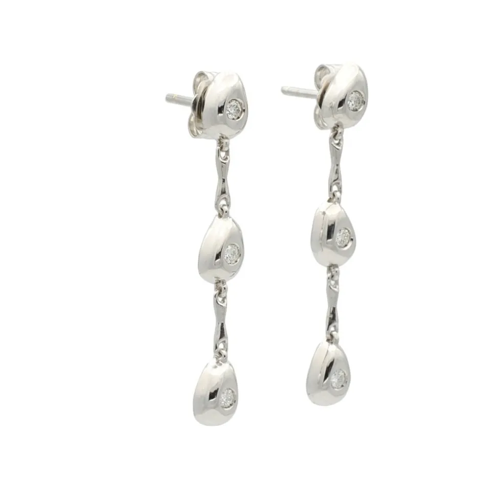 Pendientes con movimiento en oro blanco y diamantes - 1024