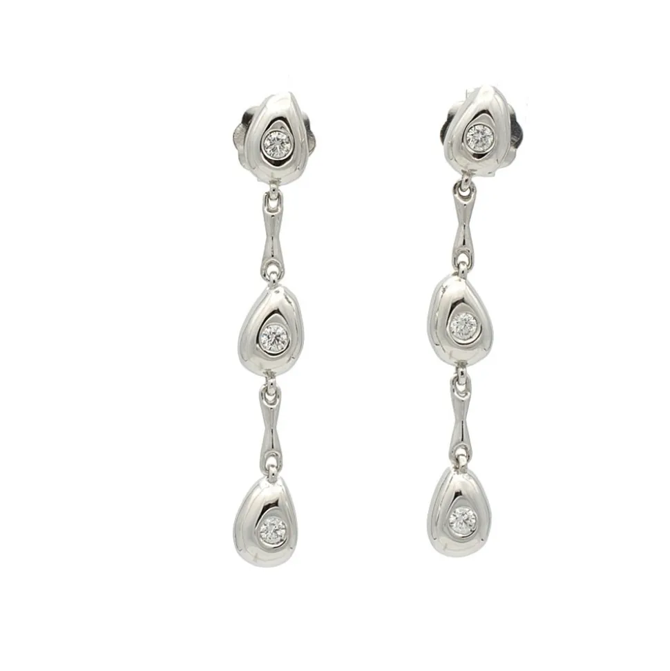 Pendientes con movimiento en oro blanco y diamantes - 1024