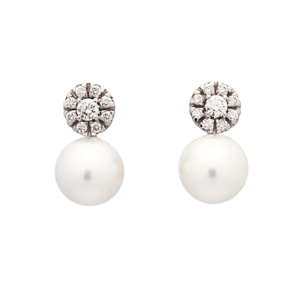 Pendientes con perlas australianas y diamantes