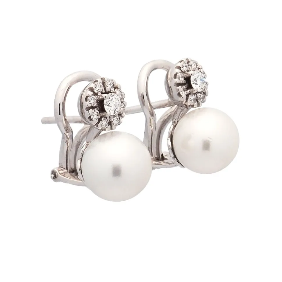 Pendientes con perlas australianas y diamantes