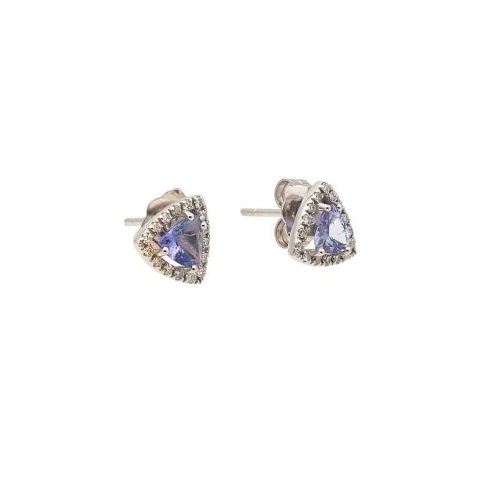 Pendientes con tanzanita triangular y diamante