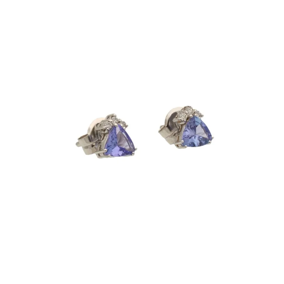 Pendientes con tanzanitas y diamantes