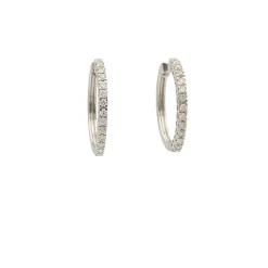 Pendientes criolla en oro blanco con diamantes - 0048