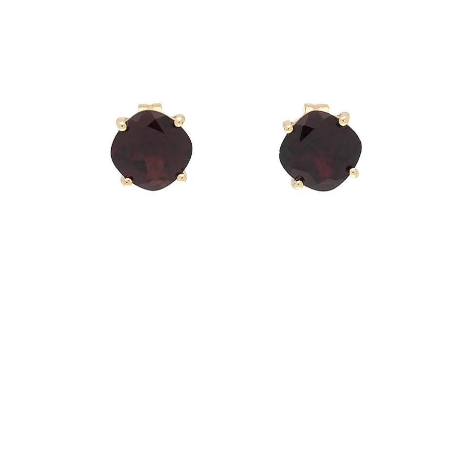 Pendientes cuadrados de oro amarillo y granates