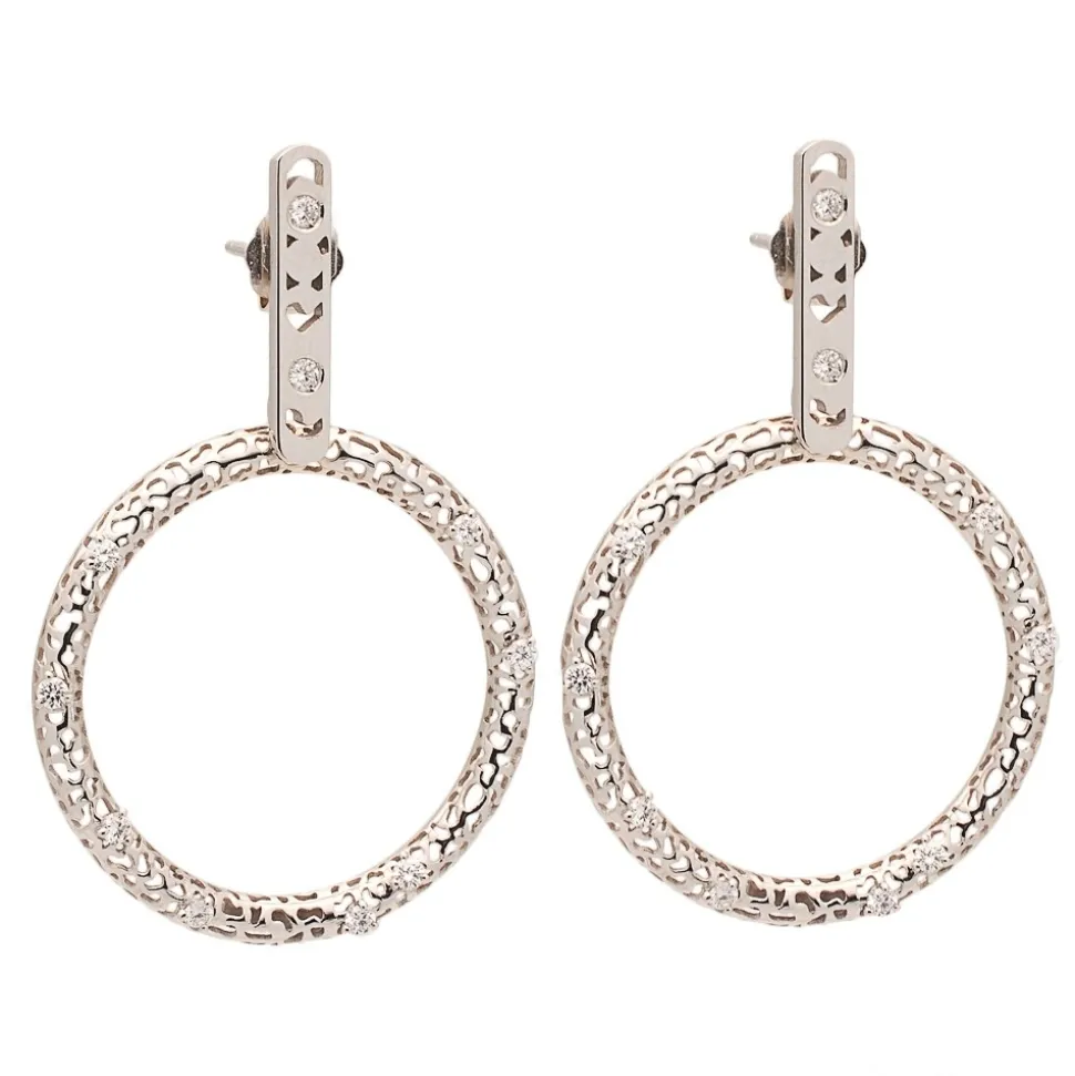 Pendientes de aros calados con diamantes - 1048