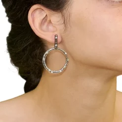 Pendientes de aros calados con diamantes - 1048