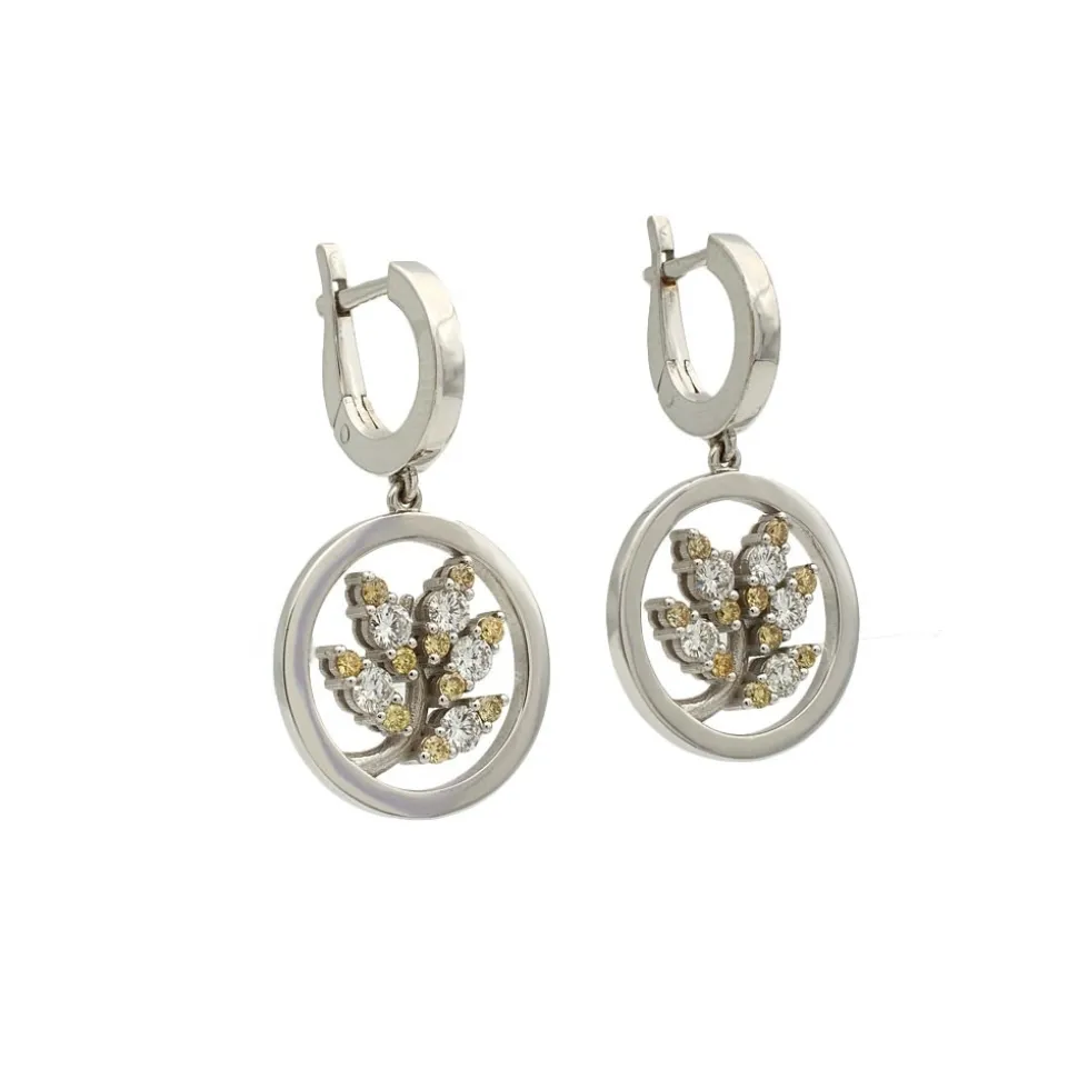 Pendientes de diamantes blancos y amarillos