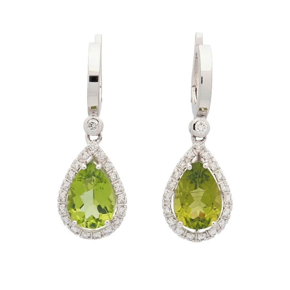 Pendientes de diamantes y peridotos