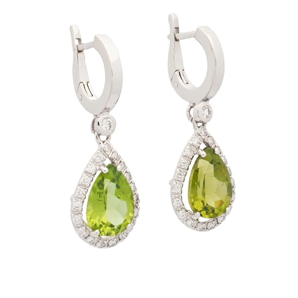 Pendientes de diamantes y peridotos