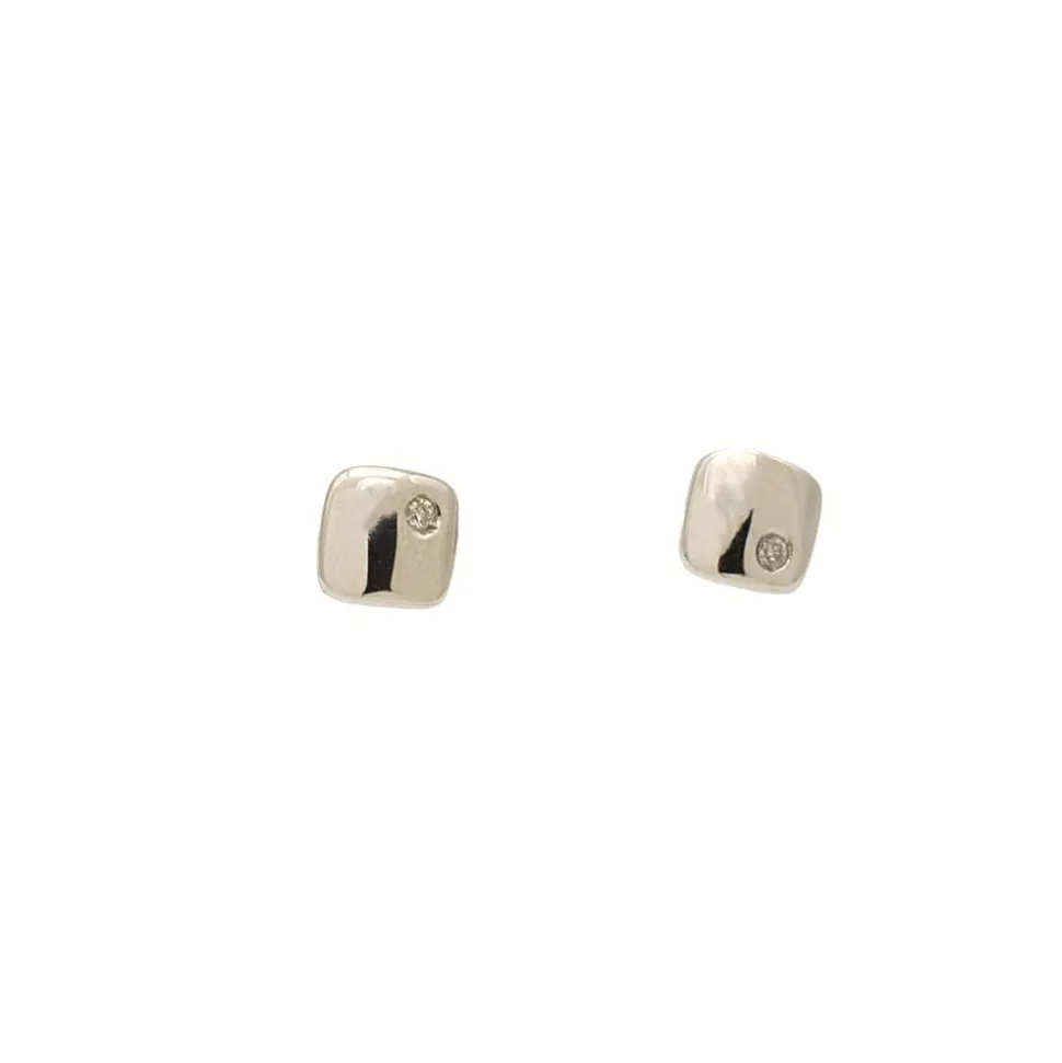 Pendientes de niña cuadrados en oro blanco y diamantes