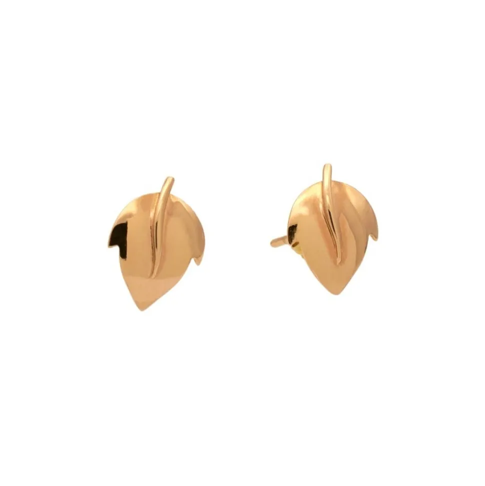 Pendientes de niña en oro rosa con forma de hoja