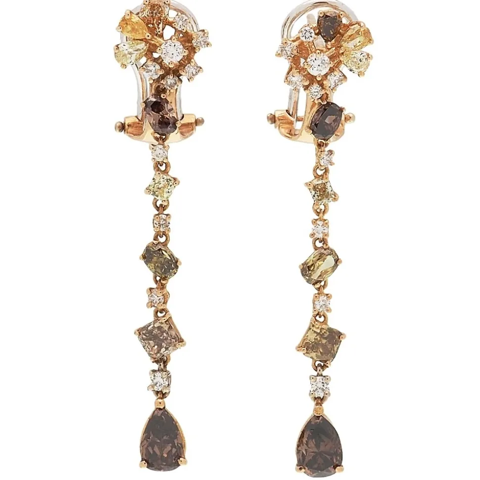 Pendientes de oro amarillo con diamantes bicolor