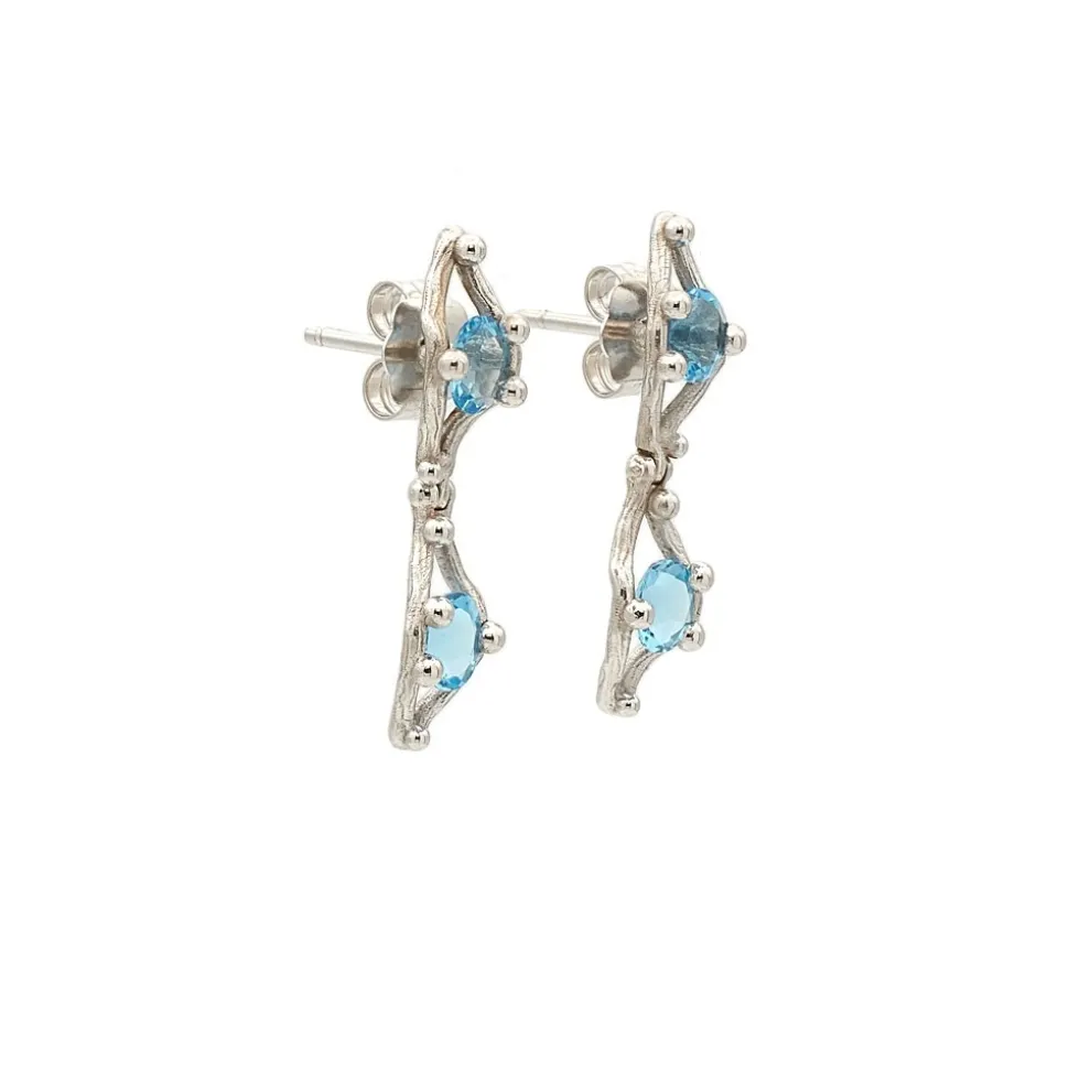 Pendientes de oro blanco con topacios - 0956