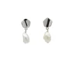 Pendientes de oro blanco y perlas cultivadas - 0372