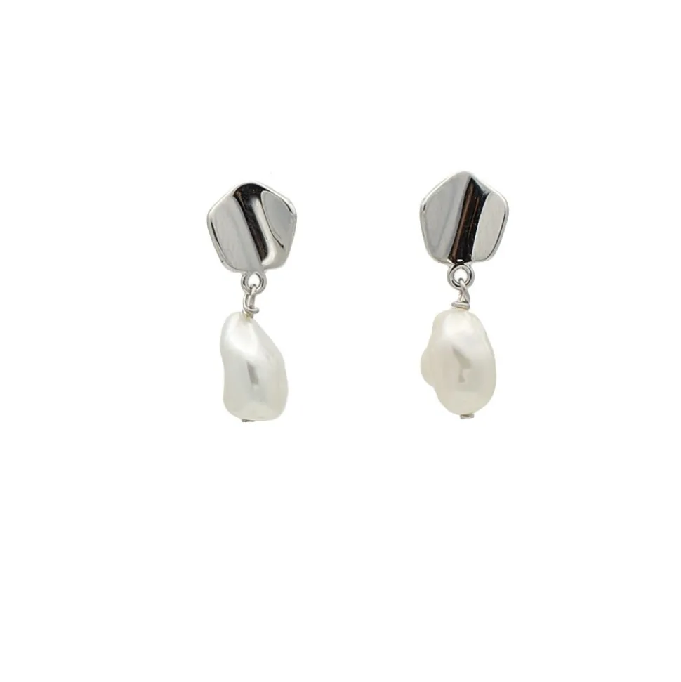 Pendientes de oro blanco y perlas cultivadas - 0372