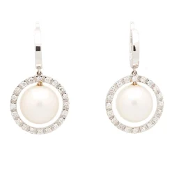 Pendientes de oro blanco, perlas cultivadas y diamantes