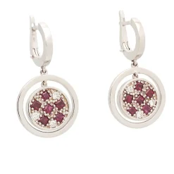 Pendientes de oro blanco, rubíes y diamantes - 0618