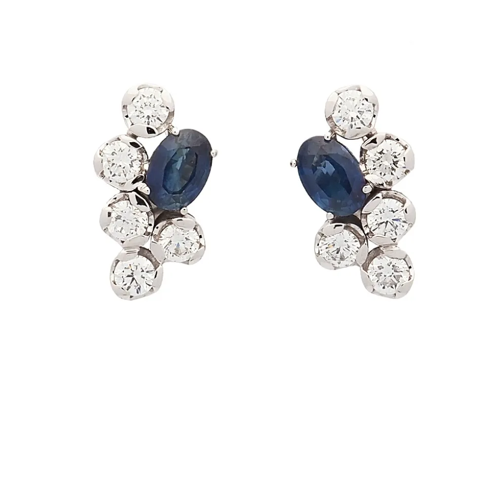 Pendientes de oro blanco, zafiros y diamantes