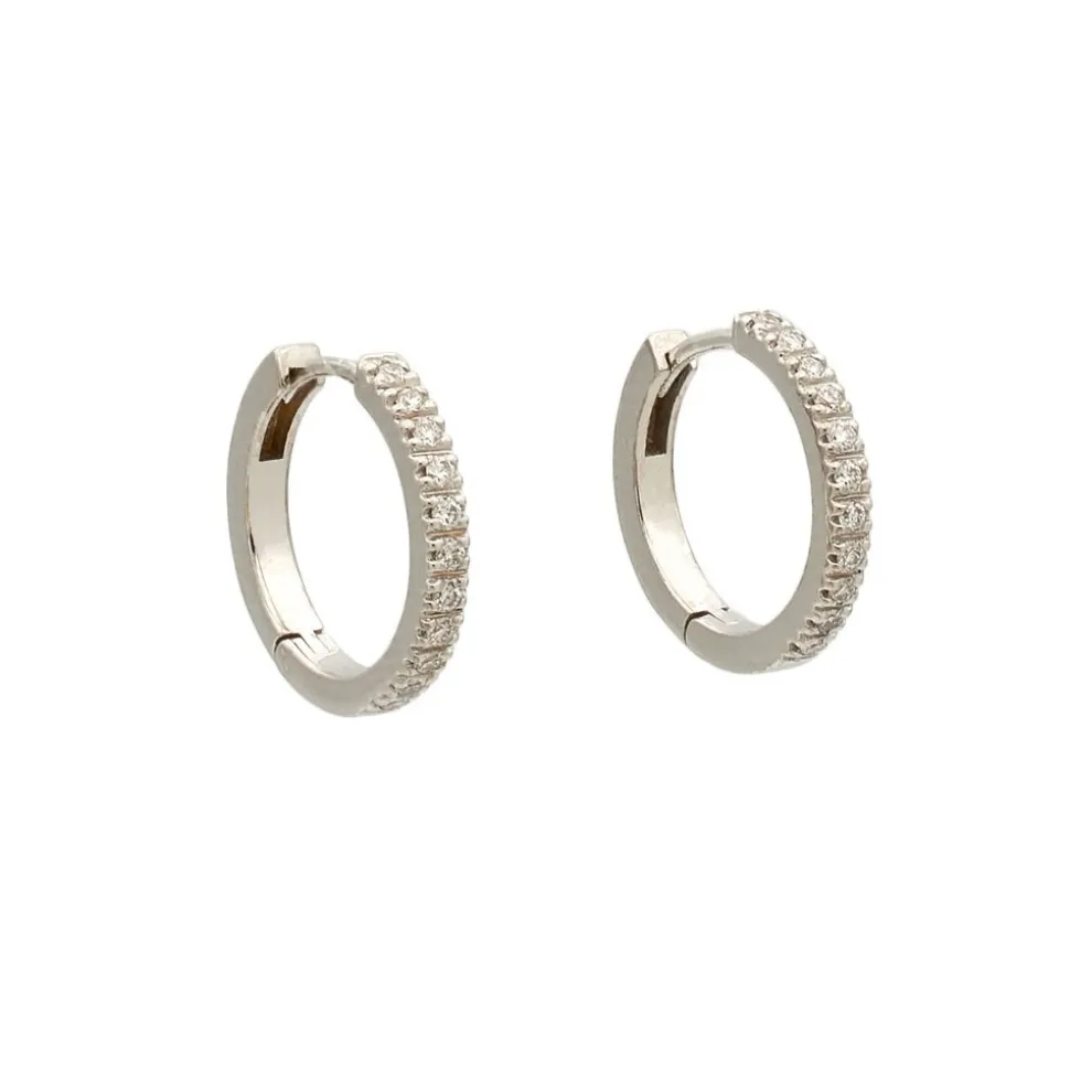 Pendientes de oro blanco con diamantes en forma de aro - 1186