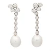 Pendientes de oro blanco, diamantes y perlas
