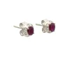 Pendientes de oro blanco con diamantes y rubíes - 0992