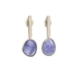 Pendientes de oro blanco con tanzanitas - 0769