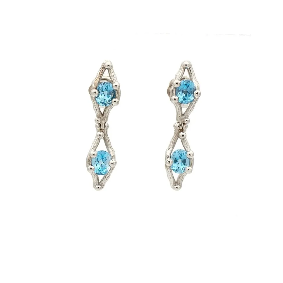 Pendientes de oro blanco con topacios - 0956