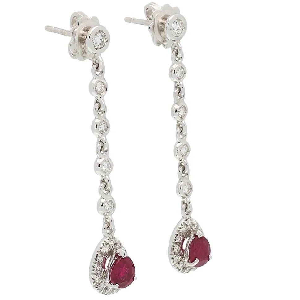 Pendientes de oro blanco con diamantes y zafiros