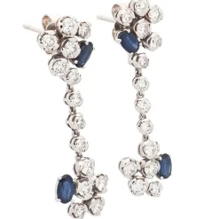 Pendientes de oro blanco, zafiros y diamantes