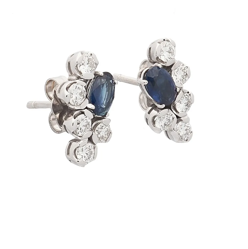 Pendientes de oro blanco, zafiros y diamantes
