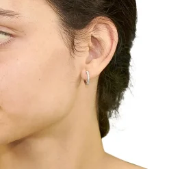 Pendientes de oro blanco con diamantes en forma de aro - 1186