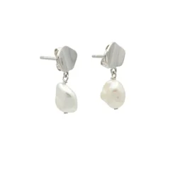 Pendientes de oro blanco y perlas cultivadas - 0372