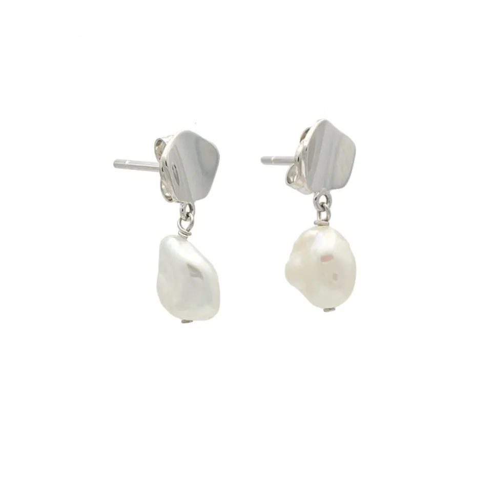 Pendientes de oro blanco y perlas cultivadas - 0372