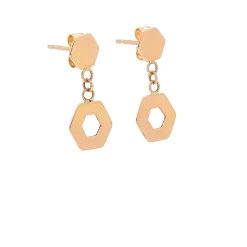 Pendientes de oro rosa y forma hexagonal