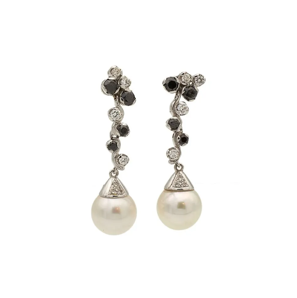Pendientes de perlas australianas y diamantes
